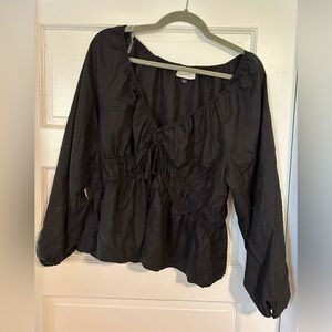 Universal Thread Puff Long Sleeve tie Front Blouse